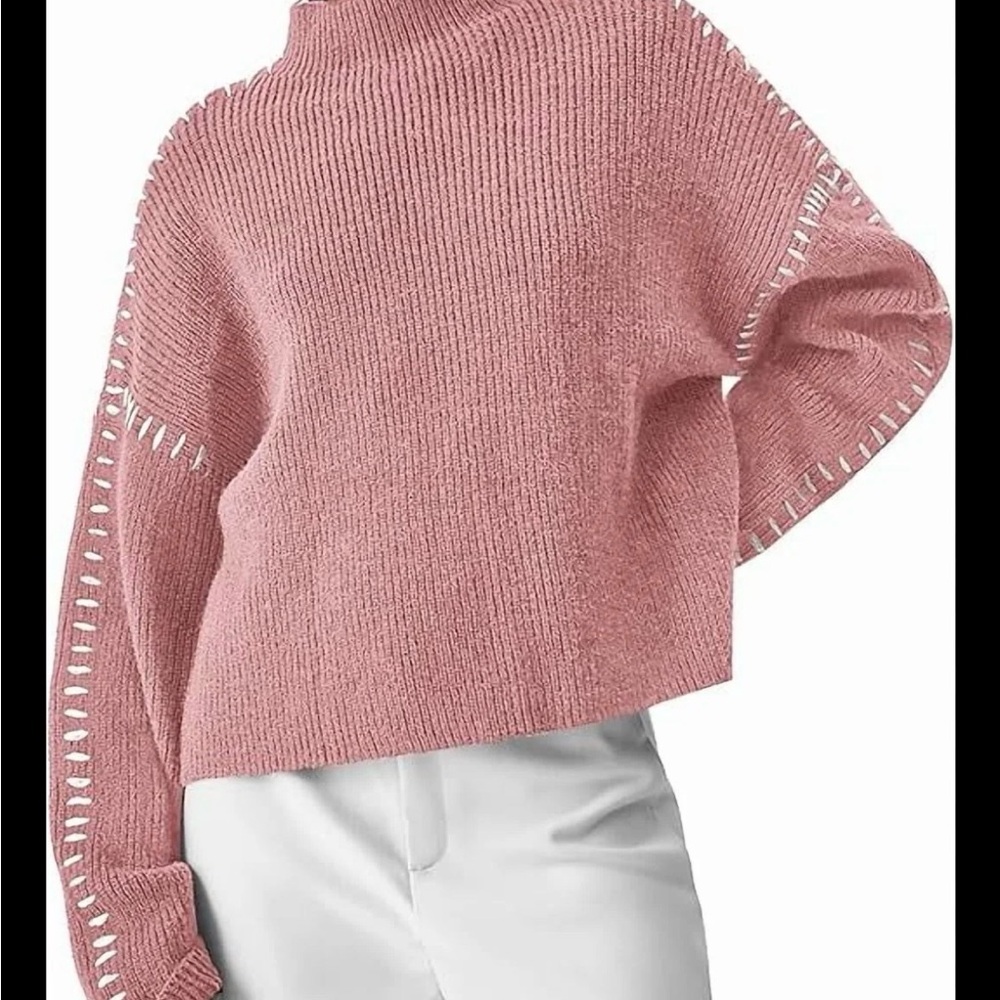Chic Pink Turtleneck Sweater